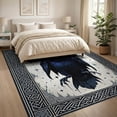 thumbnail image 3 of ODIKA 8'x10' Washable Area Rug Crow Gothic Raven Norse Knot Runic Border Mystical Skull Damask for Living Room, Under Sectional, Family , Durable, Non-Slip, 3 of 7