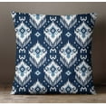 thumbnail image 3 of S4Sassy Decorative Indigo Blue Cushion Cover Ikat Printed Square Pillow Case Throw-26 x 26 Inches, 3 of 8