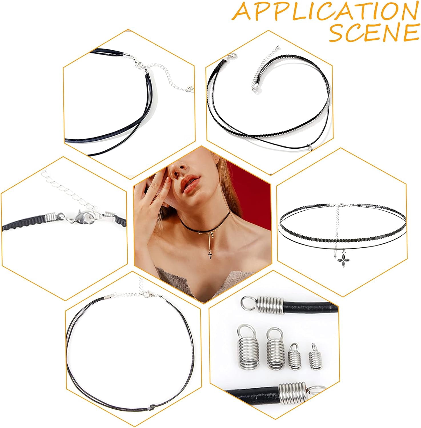 1000pcs Stainless Steel Coil Cord Ends 2.5mm Inner Diameter Mini Tube Cord Cap Tip Leather Cord Ends Caps 10mm Long Necklace Spring Fastener Crimp Clasp for Jewelry Making