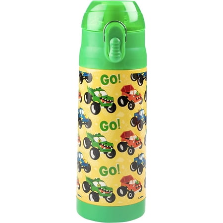 

Bentology Stainless Steel 13 oz Monster Truck Insulated Water Bottle for Kids - Easy to Use for Kids - Reusable Spill Proof BPA-Free Water Bottle - Keeps Cold or Hot for Hours
