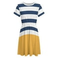 thumbnail image 4 of Blue And White Stripes with Yellow Women's Dress Short Sleeve Summer Sundress Summer Women Clothes, 4 of 7