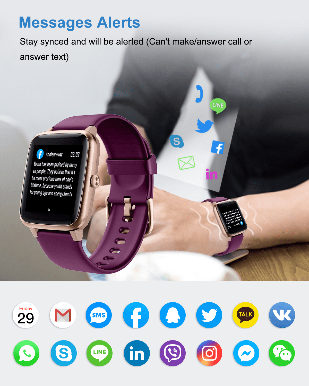 Reloj Inteligente Willful SW021 Monitor de Velocidad Cardiaca Bluetooth Impermeable Purpura oscuro in Guatemala at GTQ 367 Rating 5