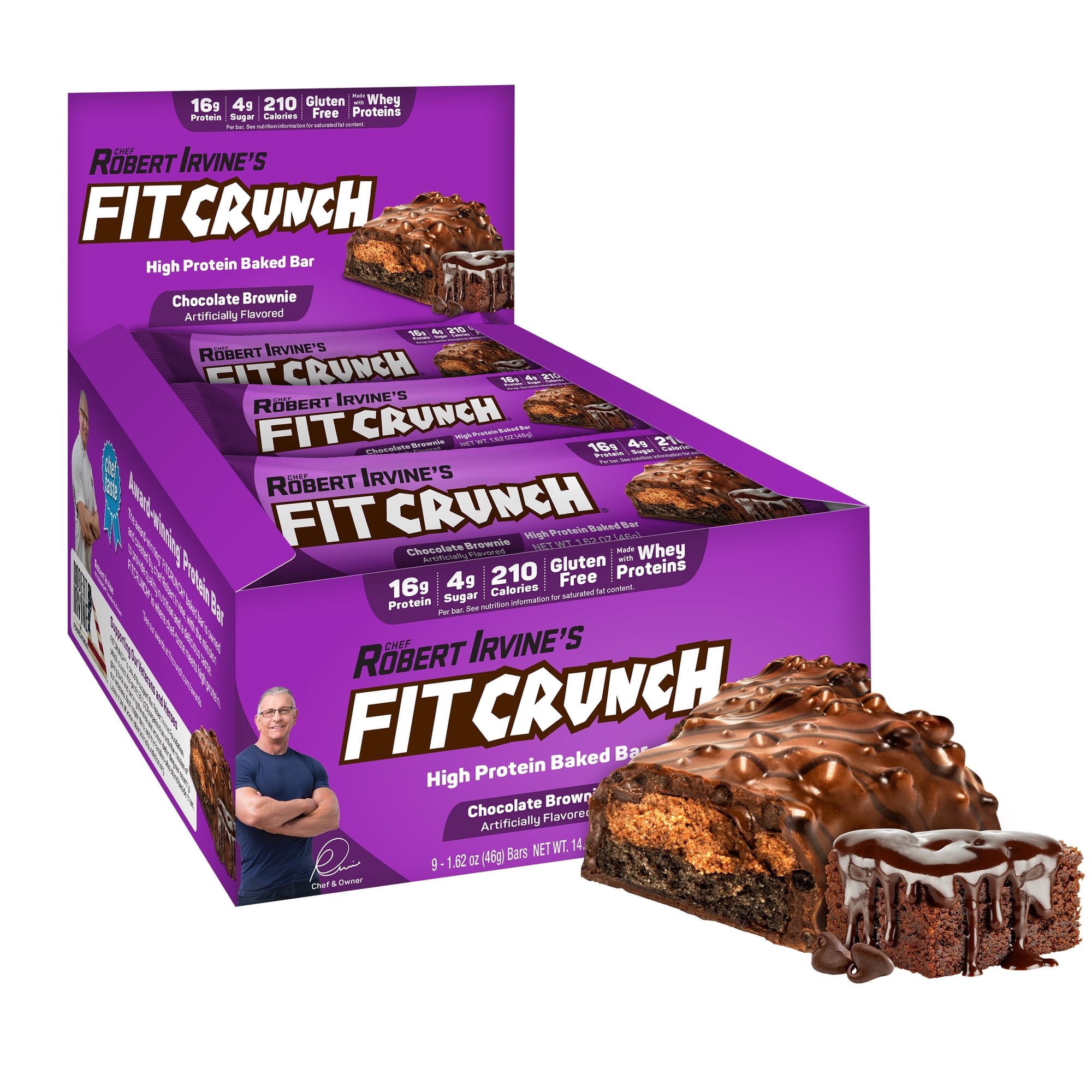 Fit Crunch Snack Size Protein Bar, Chocolate Brownie, 16g Protein, 9 ct