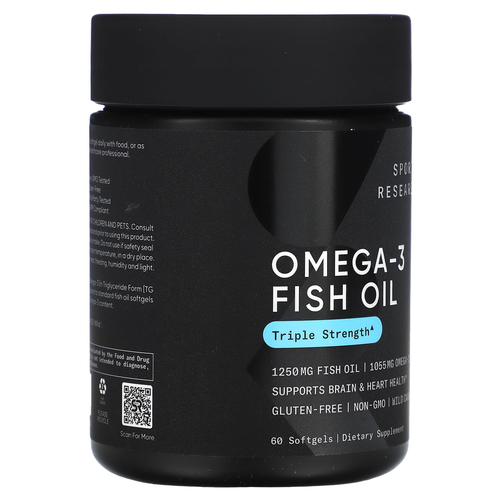 Sports Research Omega-3 Fish Oil, Triple Strength, 60 Softgels
