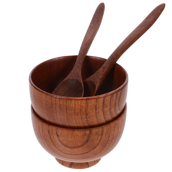 Serving Utensils Bowl Soup Pasta Candy Wooden Bowls for Food Fruit Salad Spoon Set Tray