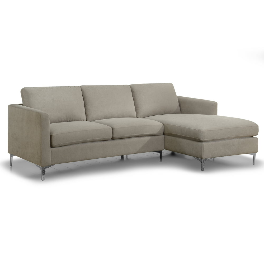 Alina Modern Sandy Grey Fabric Sectional Sofa with Removable Cushions
