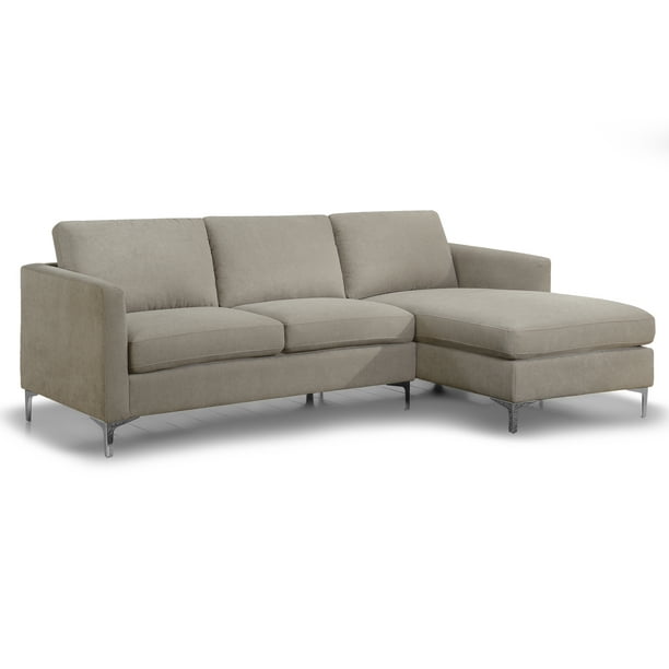Alina Modern Sandy Grey Fabric, Sectional Sofa With Removable Cushions