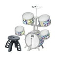 thumbnail image 2 of Kit de batería de jazz para niños con baquetas y taburete para tocar el ritmo, percusión sensorial Borde gris, 2 of 9