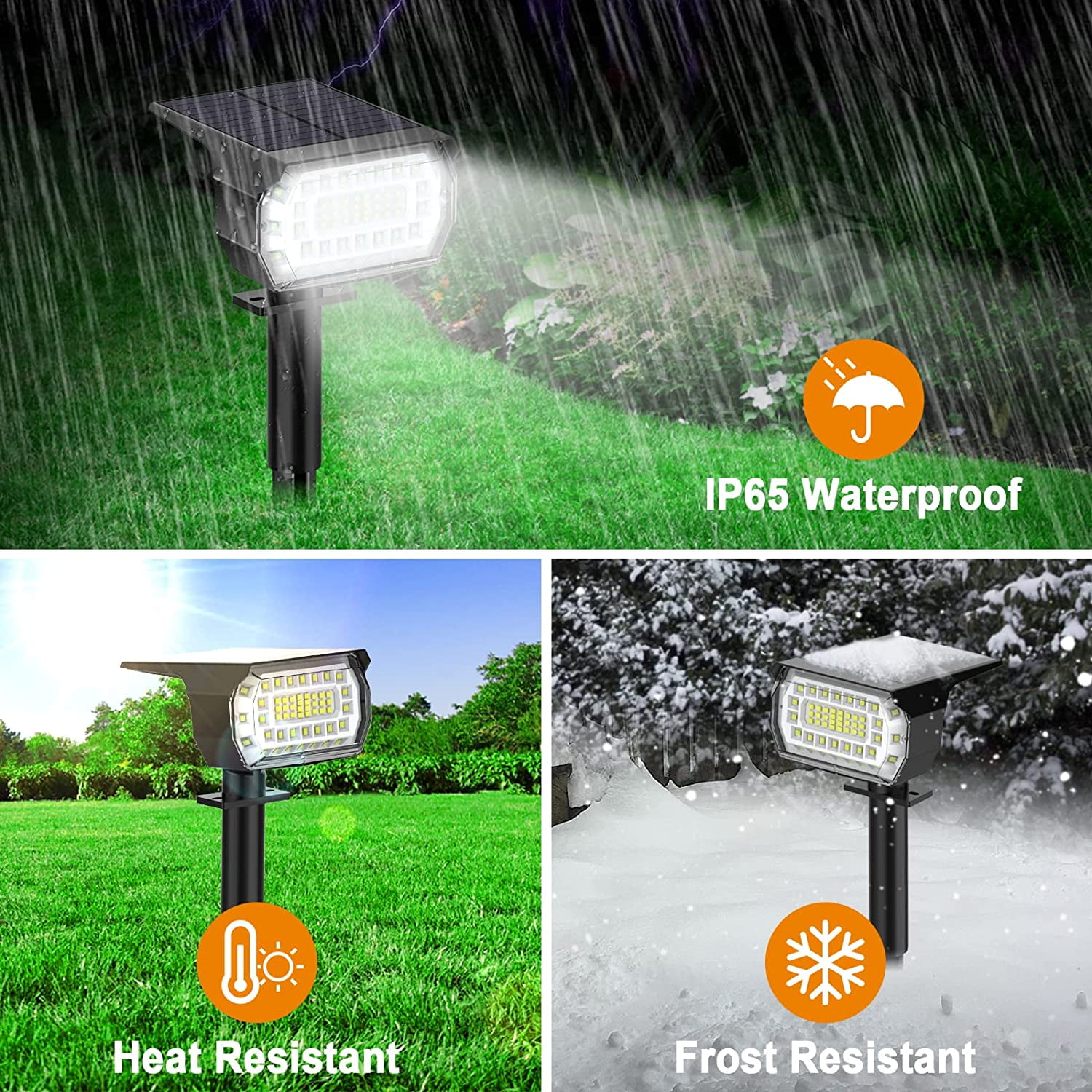 Solar Spot Lights Outdoor, [8 Pack/76 LED] 2-in-1 Solar Landscape Spotlights, 3 Modes IP65 Waterproof Dusk to Dawn Solar Powered Flood Wall Lights for Outside Yard Garden Pathway(Cool White)