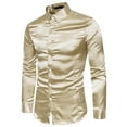 thumbnail image 5 of Lars Amadeus Men's Satin V Neck Long Sleeve Button Down Slim Fit Dress Shirts, 5 of 6