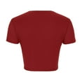 thumbnail image 5 of Fanxing Womens Basic Short Sleeve Slim Fit T Shirts Soft Crewneck Crop Y2k Tee Summer Cute Gym Fashion Clothes Wine, 5 of 7