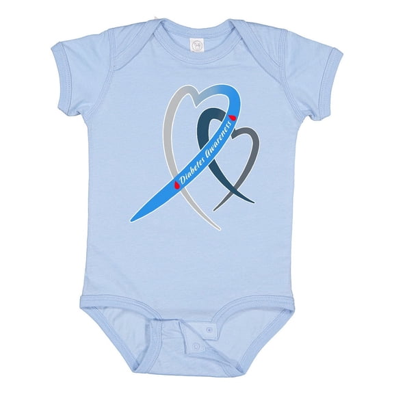 Inktastic Diabetes Awareness Blue and Gray Heart Ribbon Boys or Girls Baby Bodysuit