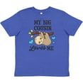 thumbnail image 3 of Inktastic My Big Cousin Loves Me with Sloth and Hearts Youth T-Shirt, 3 of 5