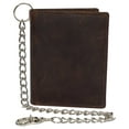 thumbnail image 5 of Men's Chain Biker Vintage Leather RFID Blocking European Style Bifold Trifold Wallet with ID Window, 5 of 16