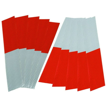 

10 pcs DOT-C2 Conspicuity Reflective Tape 2x12” Red White Strip Trailer RV Truck