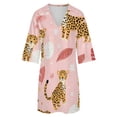 thumbnail image 5 of Pink Jungle Cute Leopard Print Womens Dress With Pockets Summer V Neck 3/4 Sleeve Dress Plus Size Loose Dress, 5 of 7