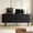 Black, variant on Zimtown Mid-Century Television Stand with 2 Fluted Sliding Doors, 58" TV Media Console Storage Cabinet with Adjustable Shelf for 65 Inches TVs, Black