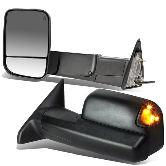 DNA Motoring For 09-16 Dodge Ram Towing Mirrors Pair w/Powered Heated Smoked LED Signal Puddle Light