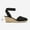 BLACK, variant on Ream Pairs Women Espadrilles Wedge Sandals Comfort Elastic Ankle Strap Shoes Amanda-1 Beige/White Size 11