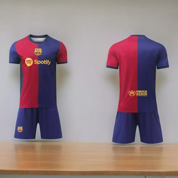 BELLEZA'S by Barcelona Home Kit 24/25 Futbol Sports Soccer Jersey Imported Men's T-Shirts & Shorts, Sizes XS-S-M-L-XL-2XL