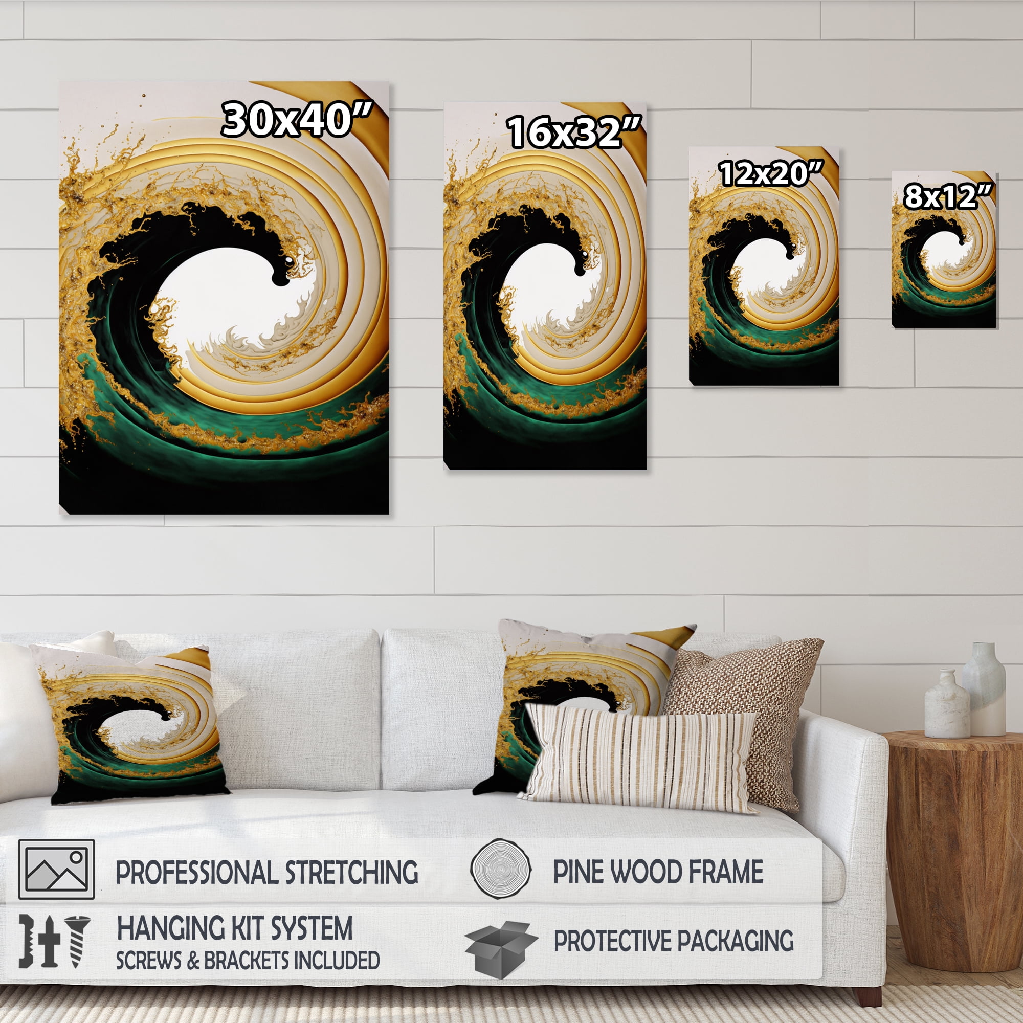 Designart Gold Watercolor Liquid Art Canvas Wall Art