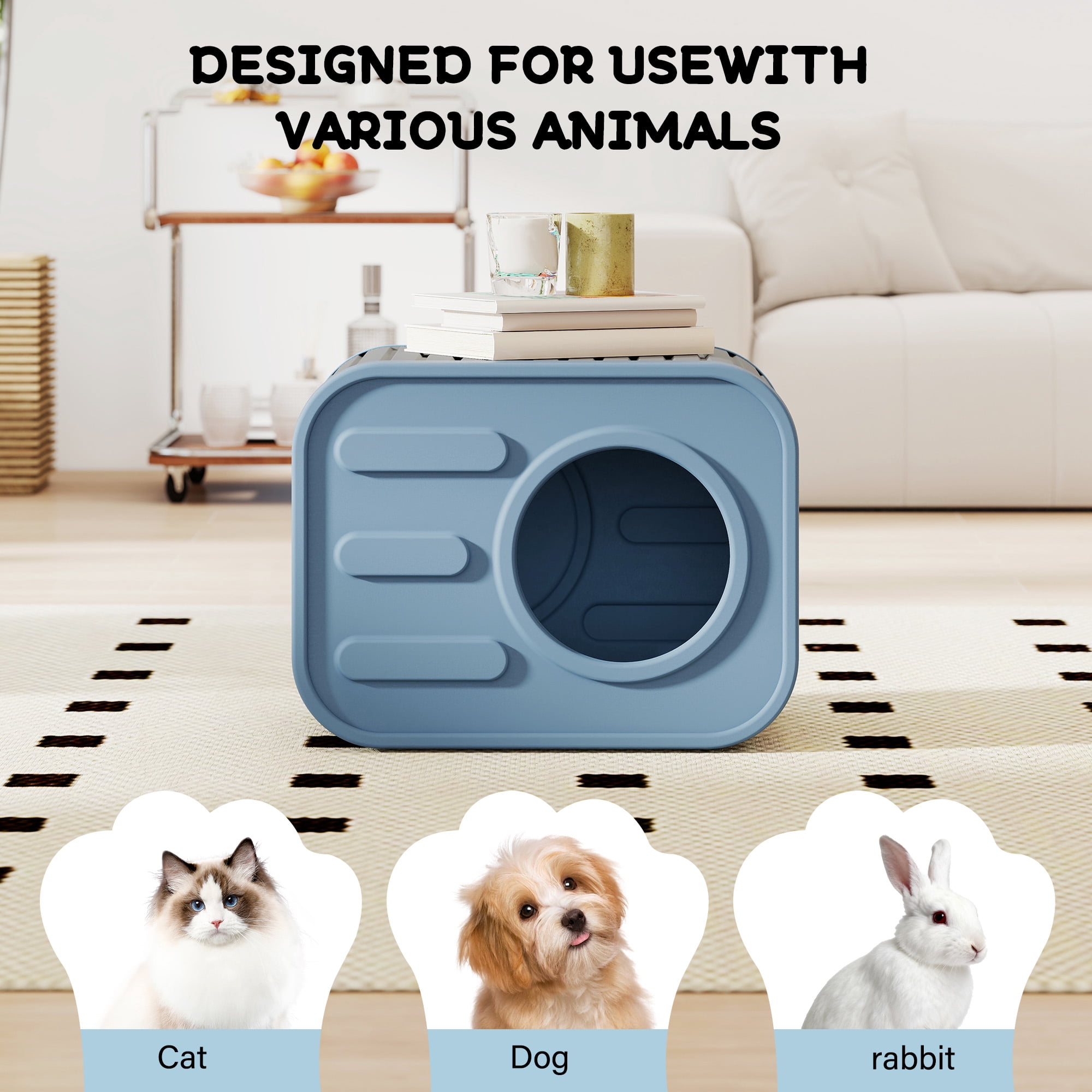 Bifanuo Cat House for Indoor & Outdoor Cats,Weatherproof Resin Cat Shelter with Camera-Shaped Design,Ventilation, Assemble Easily for Home & Yard,Blue