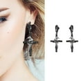 thumbnail image 2 of Mysterious Gothic Crow Crosses Earrings Punk Rock Jewelry Sophisticated Alloy Design, 2 of 8