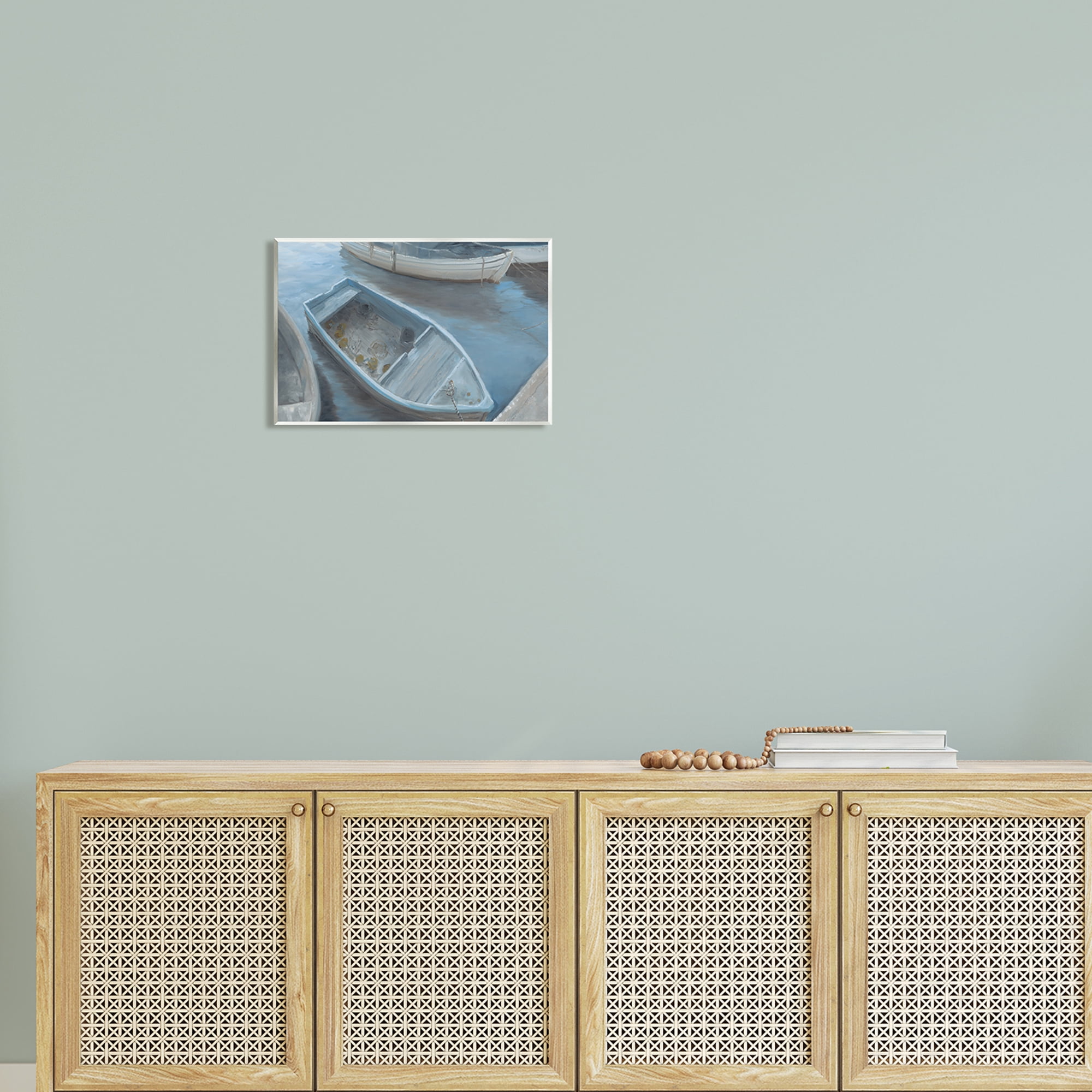 Stupell Docked Dinghy Boat Coastal Pier Landscape Painting Wall Plaque Unframed Art Print Wall Art