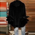 thumbnail image 1 of TaTaai Three Quarter Sleeve Pullover Women, Ruffle Trim Loose Fit Top, Soft Casual Sweatshirt Blouse, Festive Holiday Wear for Thanksgiving Christmas Gift, 1 of 6