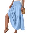 thumbnail image 2 of larppty Boho Maxi Skirts for Women 2026 Summer Floral Flowy Ruffle Swing Tiered A Line Long Skirt with Pockets Beach Vacation Outfits（Sky Blue， L）, 2 of 9