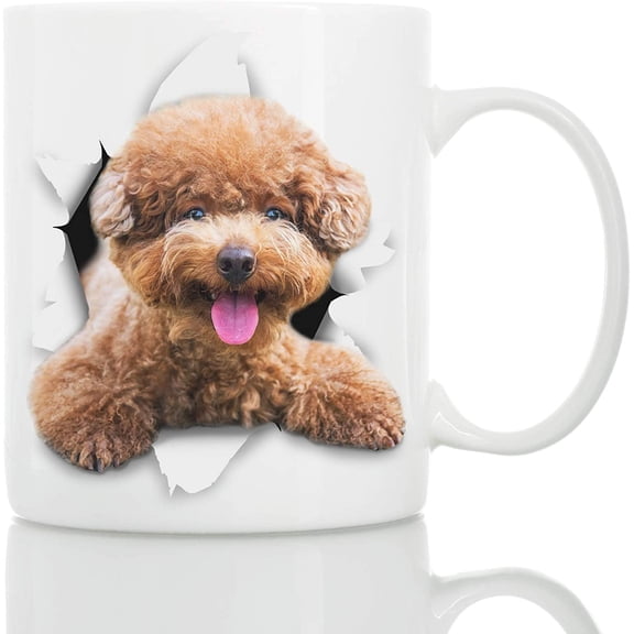 Funny Brown Poodle Mug - Ceramic Funny Coffee Mug - Perfect Dog Lover Poodle Gifts - Cute Novelty Coffee Mug Present - Great Birthday or Christmas Surprise for Friend or Coworker, Men and Women (11oz)