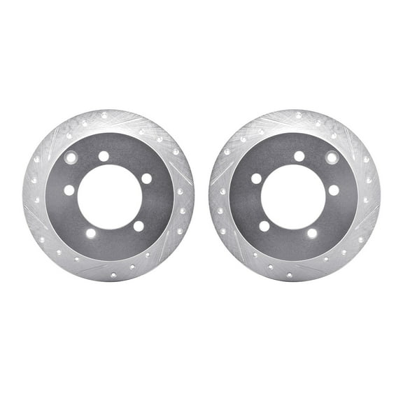 Dynamic Friction Company Rear Brake Rotors-Drilled and Slotted-Silver 7002-72056