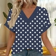 thumbnail image 2 of Ltctricy Summer Tops for Women Eyelet Embroidered Short Sleeve V Neck Printed Tunic T Shirts Casual Loose Tee Blouses, 2 of 5