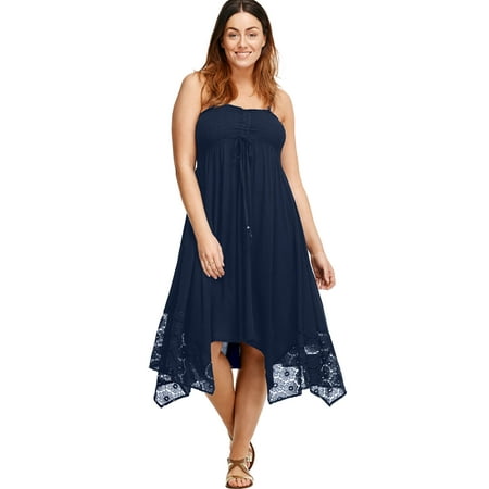 - Ellos Plus Size Handkerchief Hem Dress