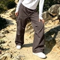 thumbnail image 7 of Womens Cargo Pants Wide Leg High Waist Trousers with Multi Pocket Lightweight Casual Baggy Pants Y2k Brown 5XL, 7 of 7