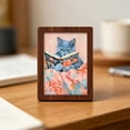 thumbnail image 4 of Roiihwy 6 Styles Reading Cats Mini Framed Wall Art Decor, Colorful Floral Print Small Wooden Picture Frame, 2.4x1.8x0.4in Multicolor, 4 of 6