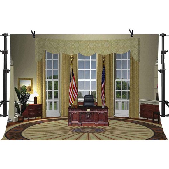 PHMOJEN 10x7ft White House President Oval Office Photography Backdrop Vinyl Photo Background Video Photo Shoot Studio Props WQPH664