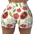 thumbnail image 2 of Daiia Tomatoes Pattern Women's Workout Shorts Biker Shorts - High Waisted Workout Spandex Tummy Control Gym Running Yoga Shorts-X-Large, 2 of 8