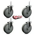 thumbnail image 2 of 6 Inch Gray Poly Wheel Swivel 3/4 Inch Threaded Stem Caster Set Service Caster, 2 of 2