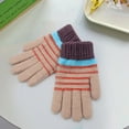 thumbnail image 3 of vnanda Breathable Gloves Children Winter Gloves Student Writing Gloves Knitted Soft Plush Elastic Striped Color Matching Anti-slip Warm Sweat Absorption Kids, 3 of 8