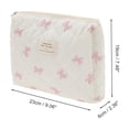 thumbnail image 2 of Unique Bargains 1 Piece Bow Quilting Makeup Bag with Smooth Zipper White, Pink, 2 of 5