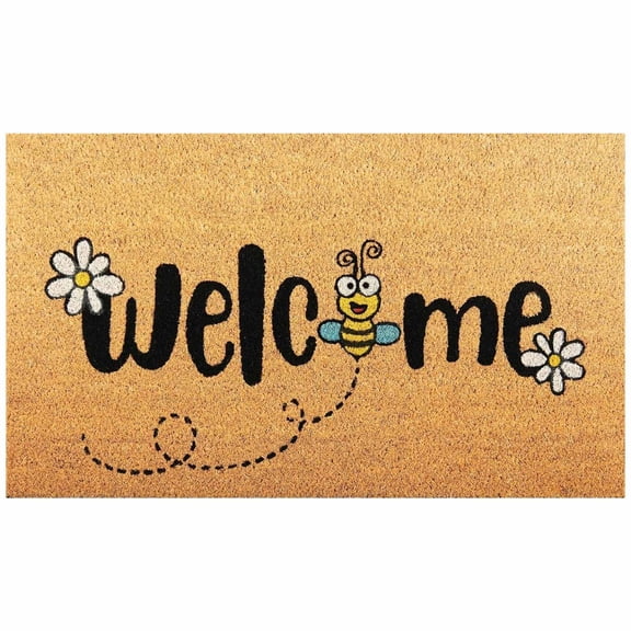 Yatlte Coir Door Mat with Heavy Duty Backing - Welcome Mats for Entryway, Porch - Anti-Slip PVC & Coconut Fiber Surface - Natural Home Accessories, Minimalist Original Design