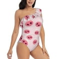 thumbnail image 3 of Cauagu Cute Pig Nose Print Women's Sexy One Piece Swimsuits One Shoulder Ruffle Tummy Control Bathing Suit Slimming Swimwear-Medium, 3 of 6
