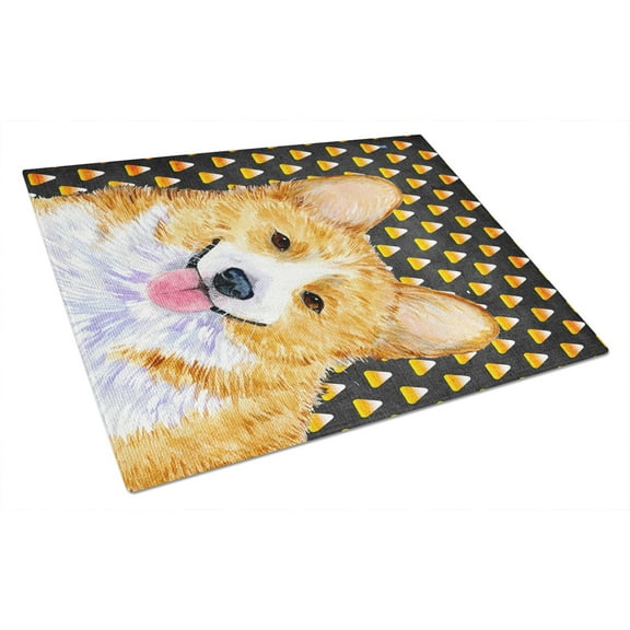 Caroline's Treasures Corgi Candy Corn Halloween Portrait Glass Cutting Board Large