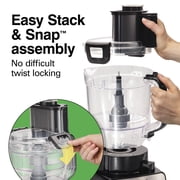Hamilton Beach 14 Cup Food Processor with Stack & Snap Design and Extra 4-Cup Mini Bowl, Black