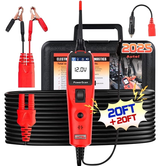 Probador de circuitos automotrices Autel PowerScan de 12 a 24 V con cable de 20 pies