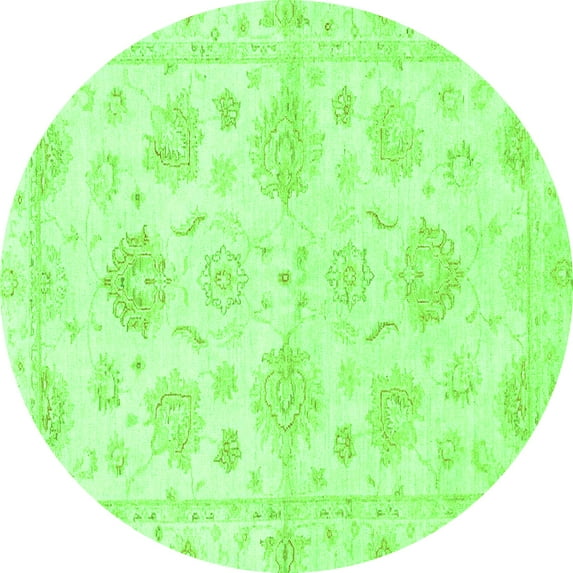 Ahgly Company Indoor Round Oriental Green Traditional Area Rugs, 8' Round