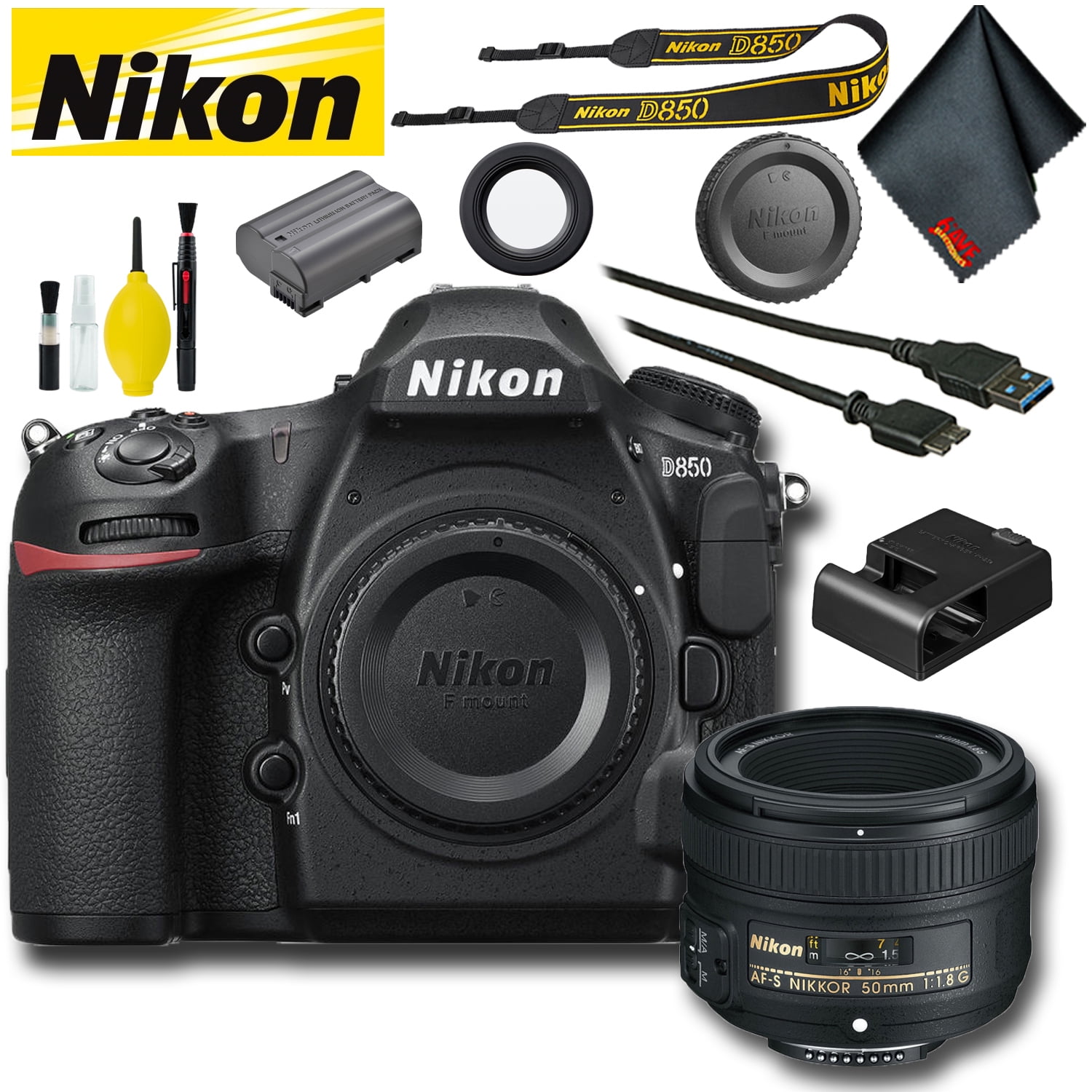Nikon D850 DSLR Camera (Intl Model) Basic Bundle
