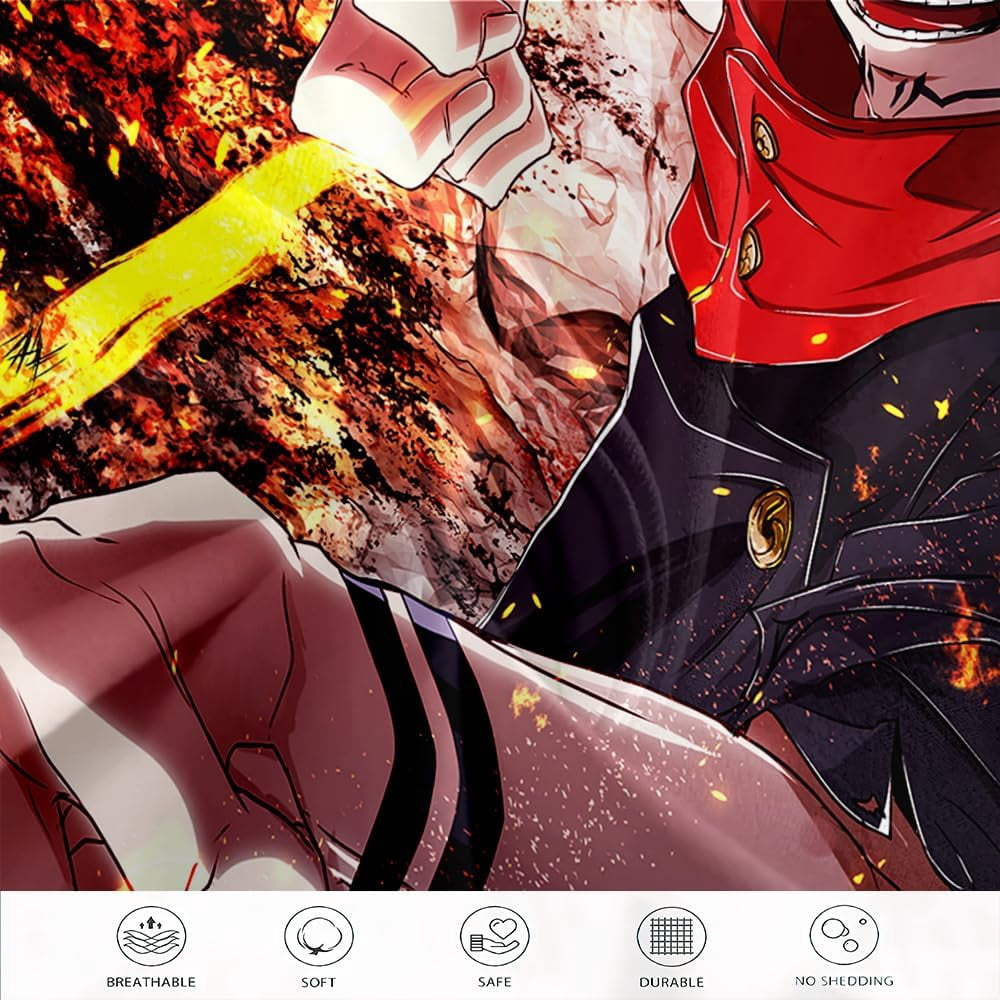Anime Jujutsu Kaisen Duvet Cover Bedding Set,3D Anime Soft Comfortable Quilt Cover Twin Full Queen King Size with Pillowcases (Color 1, Twin)