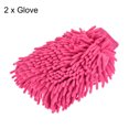 thumbnail image 3 of Uxcell Large Double-Side Microfiber Soft Chenille Dusting Wash Mitten Pink 2 Pack, 3 of 5